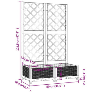 Ζαρντινιέρα Κήπου με Καφασωτό Καφέ 80 x 40 x 121,5 εκ. από PP