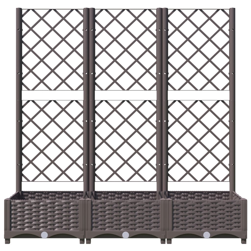 Γλάστρα Κήπου με Πλέγμα Καφέ 120x40x121,5 εκ. από Πολυπροπυλένιο