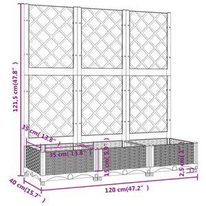 Γλάστρα Κήπου με Πλέγμα Καφέ 120x40x121,5 εκ. από Πολυπροπυλένιο
