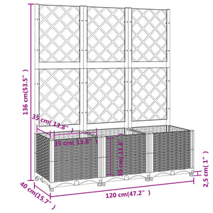 Γλάστρα Κήπου με Πλέγμα Καφέ 120x40x136 εκ. από Πολυπροπυλένιο