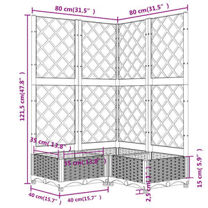 Ζαρντινιέρα Κήπου με Καφασωτό Καφέ 80 x 80 x 121,5 εκ. από PP