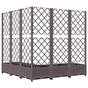 Ζαρντινιέρα Κήπου με Καφασωτό Καφέ 120x120x121,5 εκ. από PP