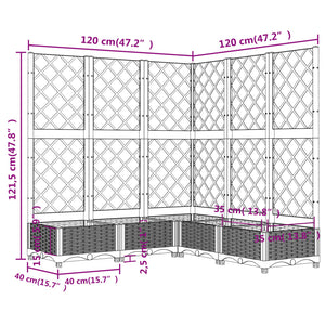 Ζαρντινιέρα Κήπου με Καφασωτό Καφέ 120x120x121,5 εκ. από PP