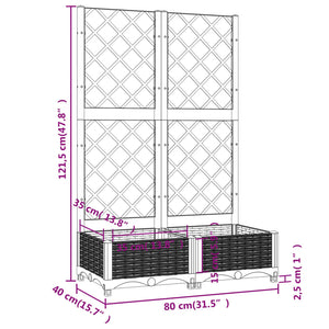 Γλάστρα Κήπου με Πλέγμα Μαύρη 80x40x121,5 εκ. από Πολυπροπυλένιο