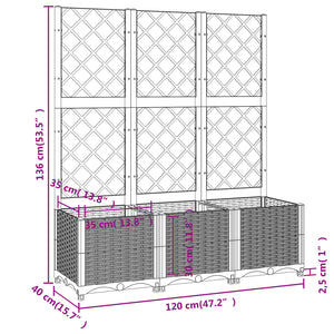 Γλάστρα Κήπου με Πλέγμα Μαύρη 120x40x136 εκ. από Πολυπροπυλένιο