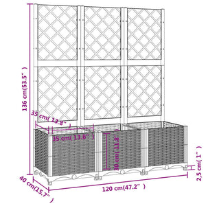 Γλάστρα Κήπου με Πλέγμα Μαύρη 120x40x136 εκ. από Πολυπροπυλένιο