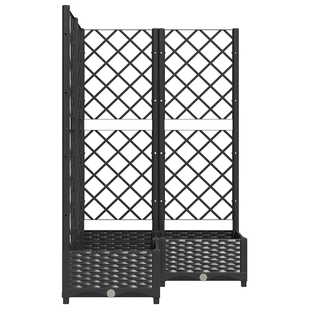Ζαρντινιέρα Κήπου με Καφασωτό Μαύρο 80 x 80 x 121,5 εκ. από PP