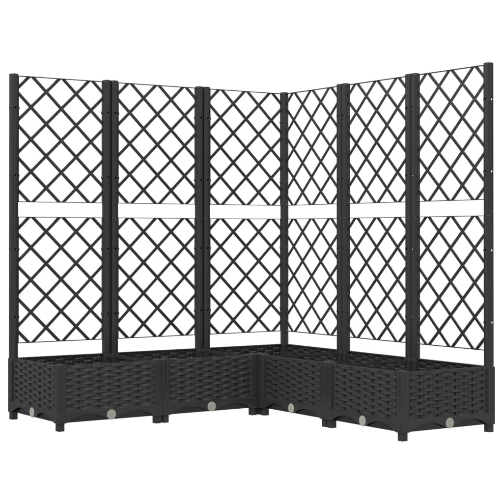 Ζαρντινιέρα Κήπου με Καφασωτό Μαύρο 120x120x121,5 εκ. από PP