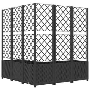 Ζαρντινιέρα Κήπου με Καφασωτό Μαύρο 120 x 120 x 136 εκ. από PP