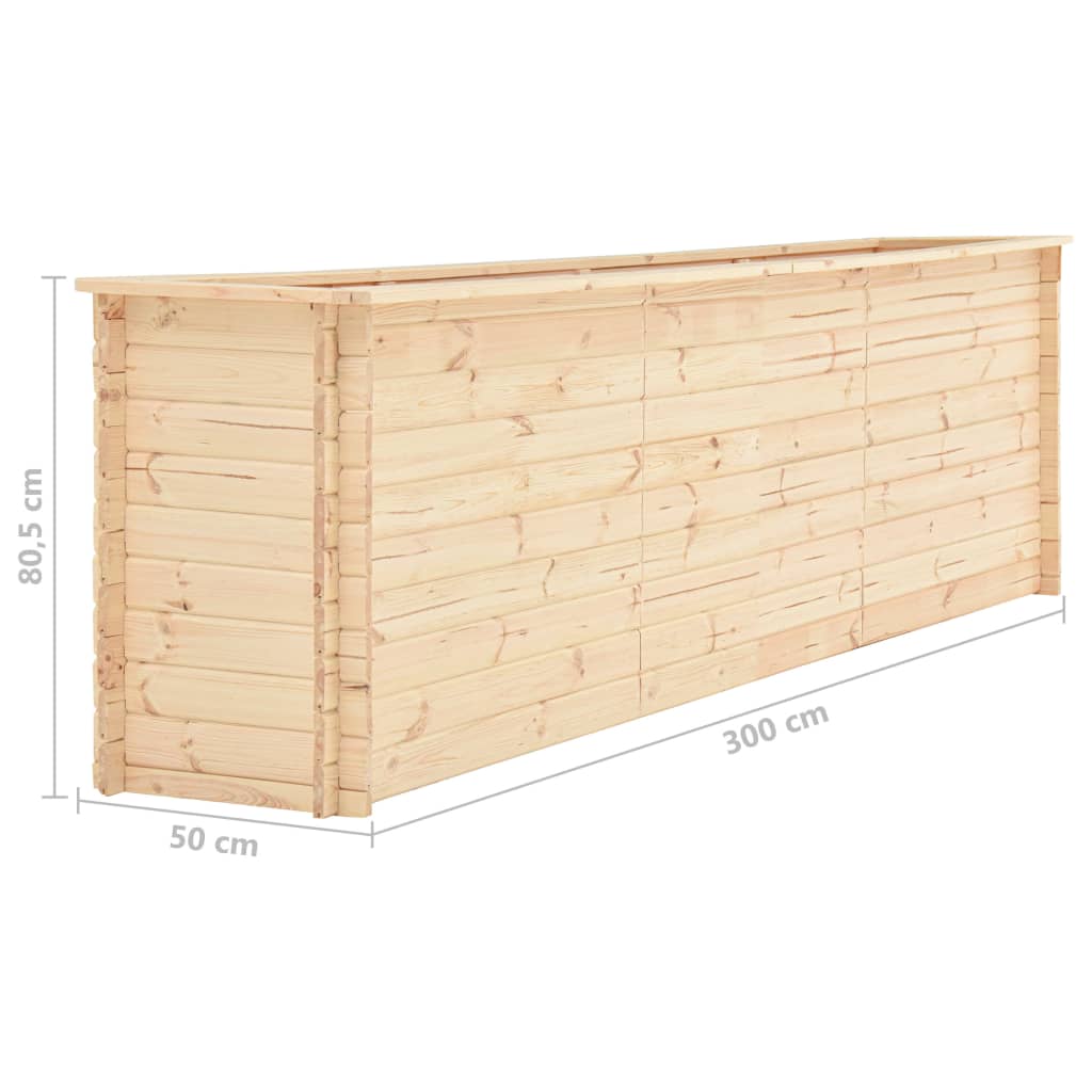 Ζαρντινιέρα Υπερυψωμένη 300x50x80,5εκ /19χιλ  Μασίφ Ξύλο Πεύκου - Pakobazaar