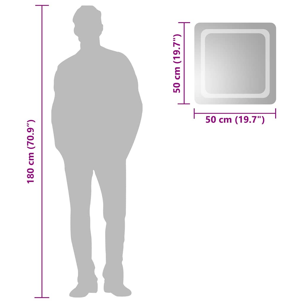 Καθρέφτης Μπάνιου με LED 50x50 εκ. - PAKOBAZAAR
