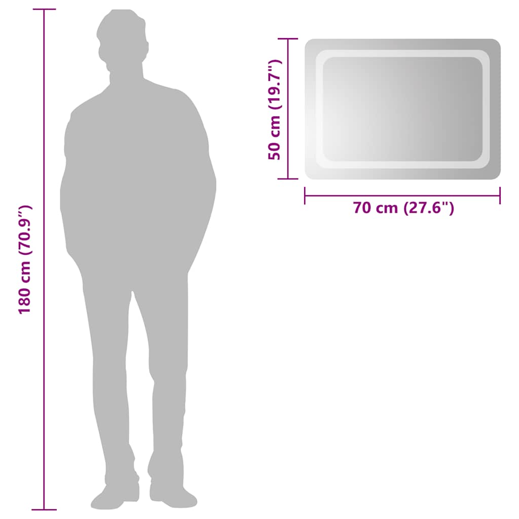 Καθρέφτης Μπάνιου με LED 70x50 εκ. - PAKOBAZAAR