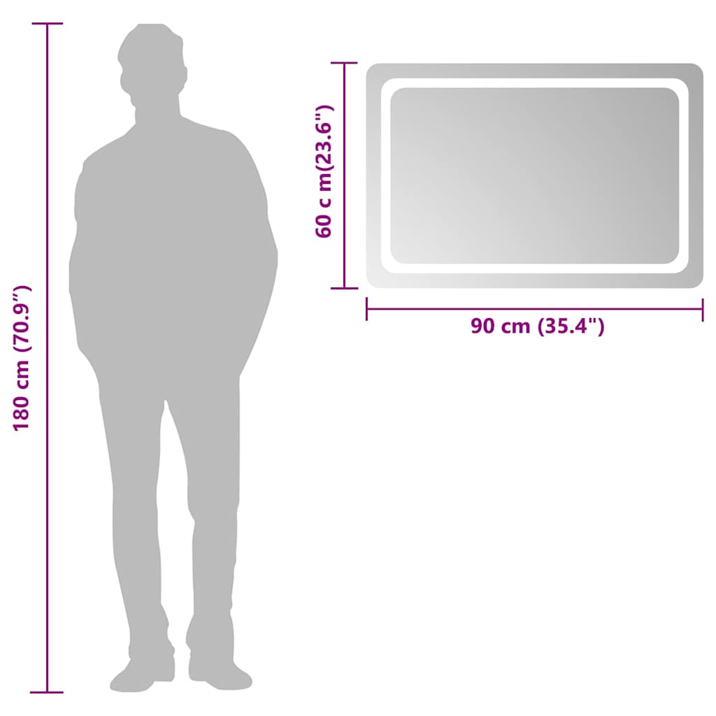 Καθρέφτης Μπάνιου με LED 90x60 εκ. - PAKOBAZAAR