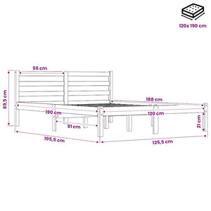 Πλαίσιο Κρεβατιού Γκρι 120 x 190 εκ. Μασίφ Πεύκο Small Double