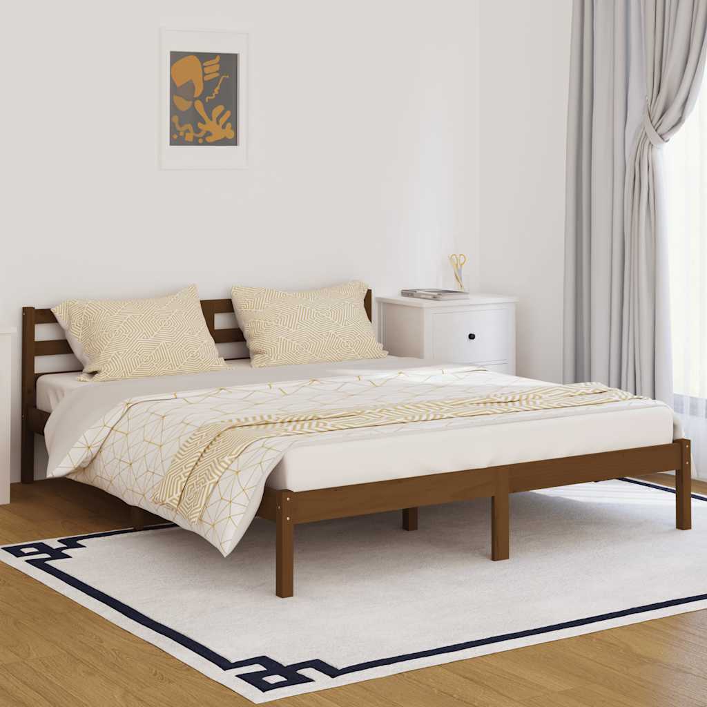 Πλαίσιο Κρεβατιού Καφέ Μελί 160 x 200 εκ. από Μασίφ Ξύλο Πεύκου - Pakobazaar