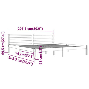 Πλαίσιο Κρεβατιού Γκρι 200 x 200 εκ. από Μασίφ Ξύλο Πεύκου