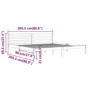 Πλαίσιο Κρεβατιού Μαύρο 200 x 200 εκ. από Μασίφ Ξύλο Πεύκου
