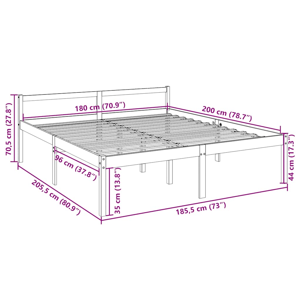 Κρεβάτι Ηλικιωμένων Μελί 180x200εκ. Μασίφ Πεύκο Super King Size - Pakobazaar