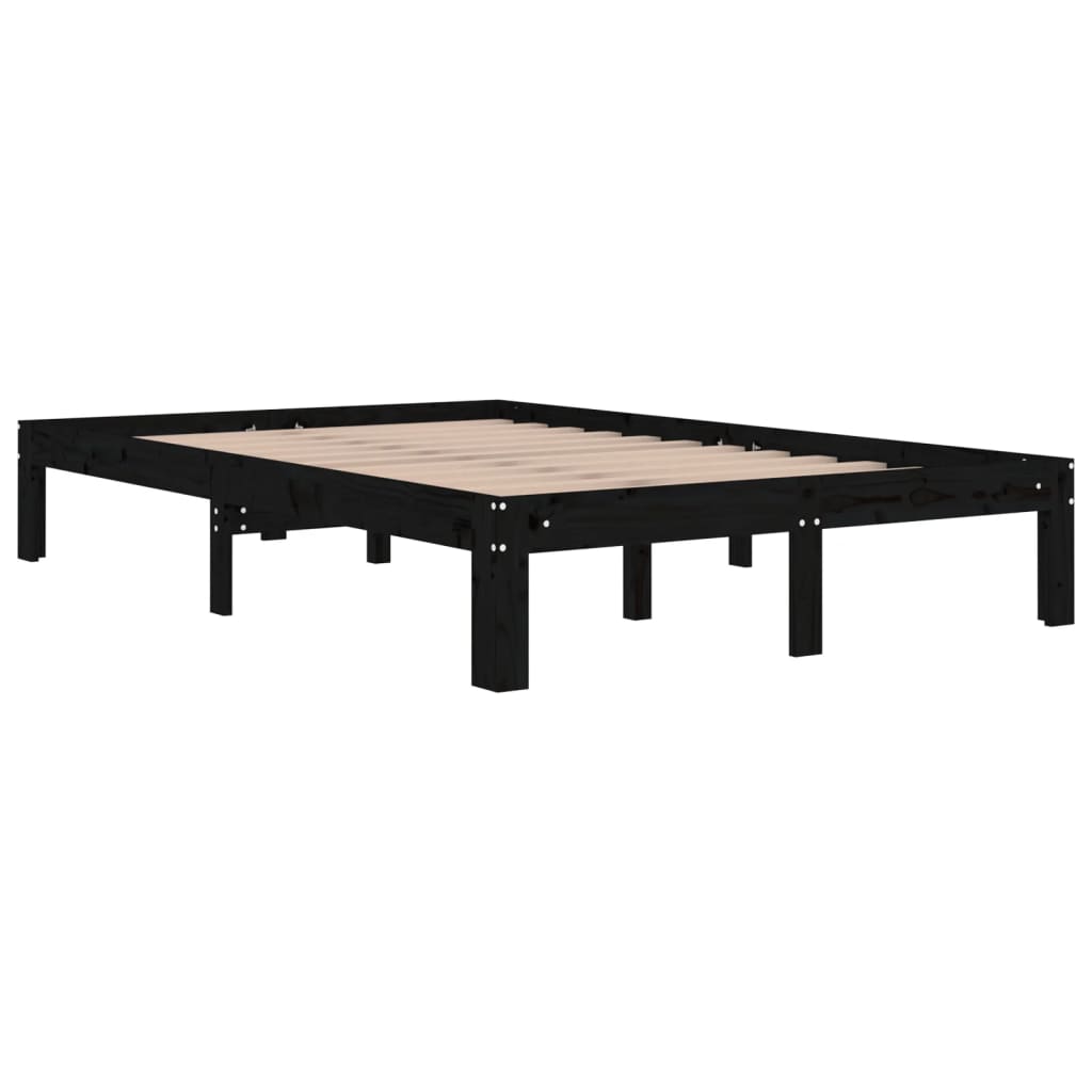 Πλαίσιο Κρεβατιού Μαύρο 120 x 190 εκ. Μασίφ Ξύλο Small Double