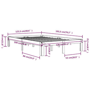 Πλαίσιο Κρεβατιού Μαύρο 120 x 190 εκ. Μασίφ Ξύλο Small Double