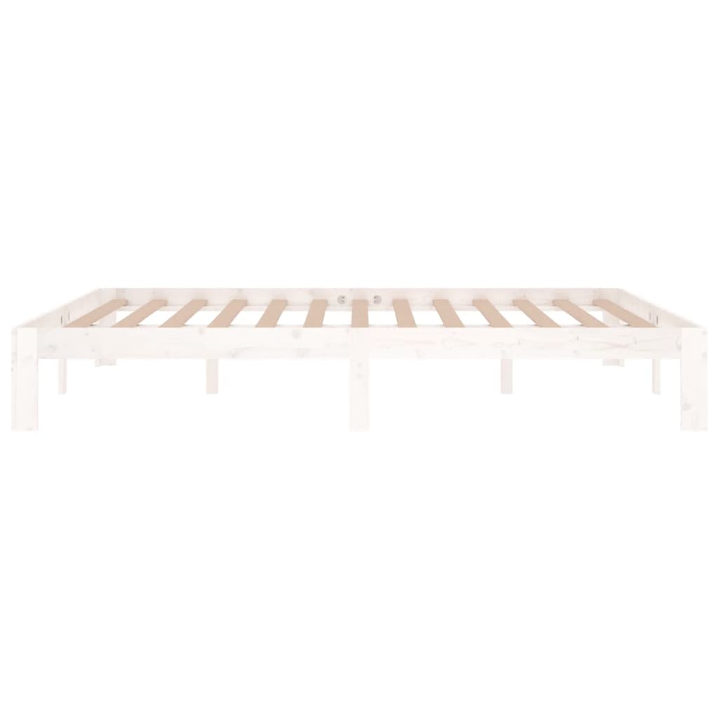 Πλαίσιο Κρεβατιού Λευκό 150 x 200 εκ. Μασίφ Ξύλο King Size