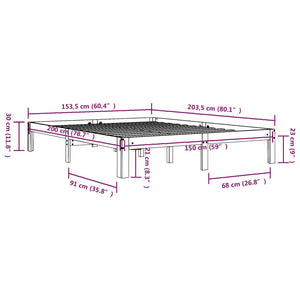Πλαίσιο Κρεβατιού Λευκό 150 x 200 εκ. Μασίφ Ξύλο King Size