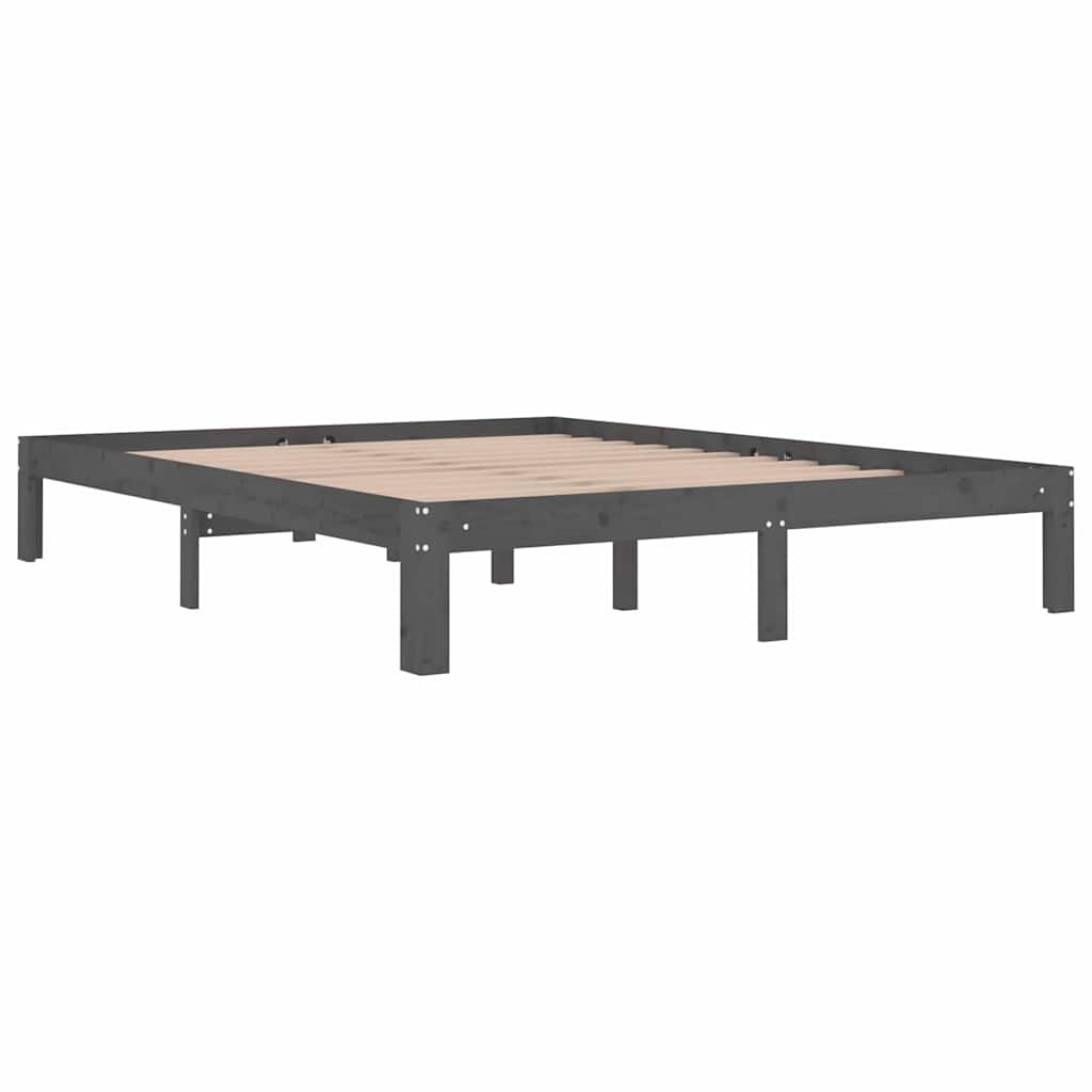 Πλαίσιο Κρεβατιού Γκρι 150 x 200 εκ. Μασίφ Ξύλο King Size