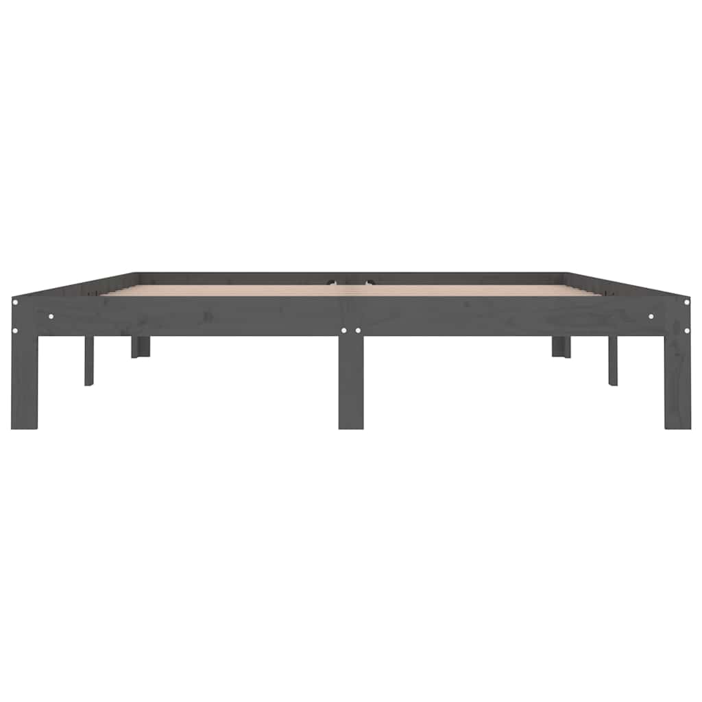 Πλαίσιο Κρεβατιού Γκρι 150 x 200 εκ. Μασίφ Ξύλο King Size