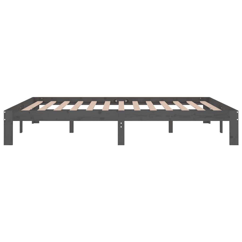 Πλαίσιο Κρεβατιού Γκρι 150 x 200 εκ. Μασίφ Ξύλο King Size