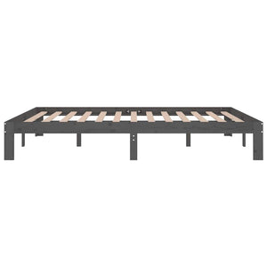 Πλαίσιο Κρεβατιού Γκρι 150 x 200 εκ. Μασίφ Ξύλο King Size