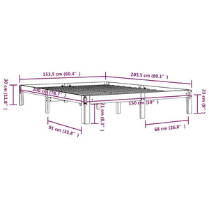 Πλαίσιο Κρεβατιού Γκρι 150 x 200 εκ. Μασίφ Ξύλο King Size