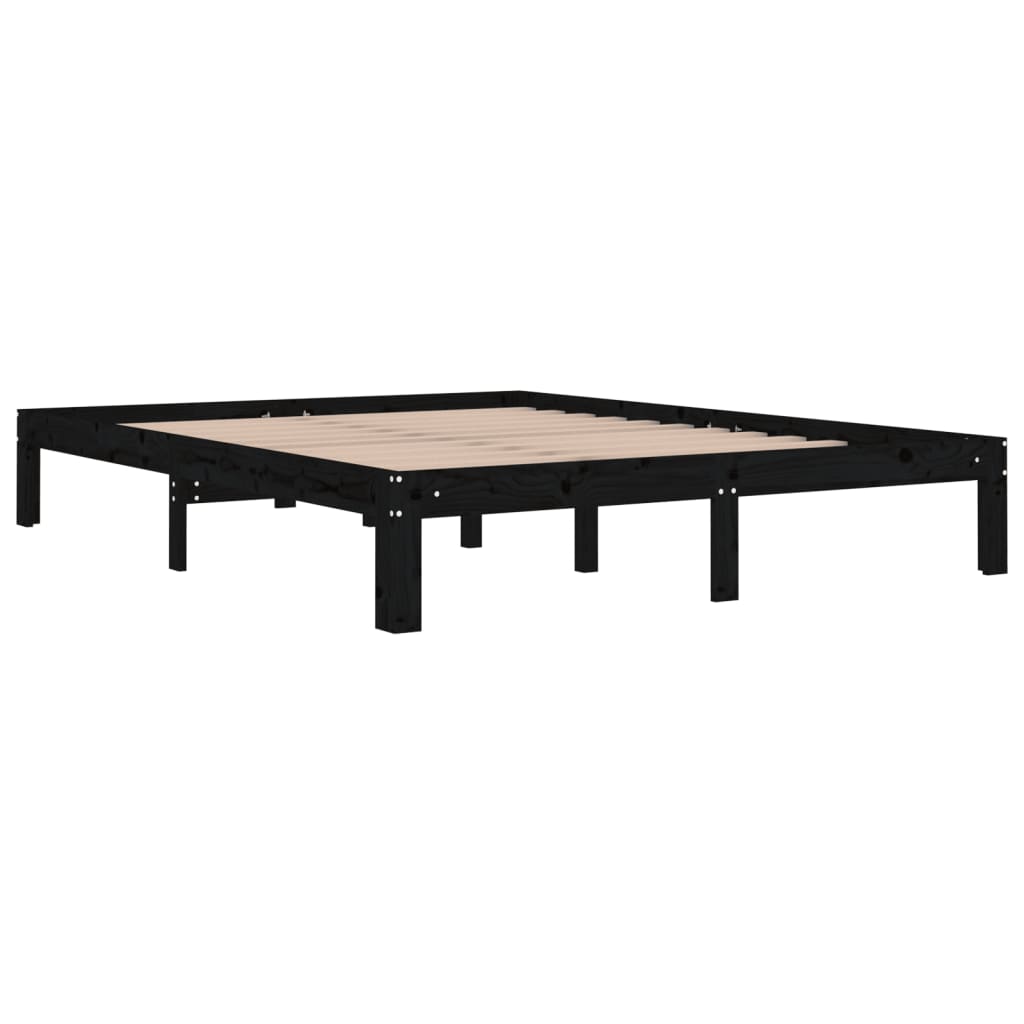 Πλαίσιο Κρεβατιού Μαύρο 150 x 200 εκ. Μασίφ Ξύλο King Size