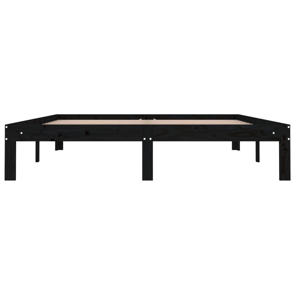 Πλαίσιο Κρεβατιού Μαύρο 150 x 200 εκ. Μασίφ Ξύλο King Size
