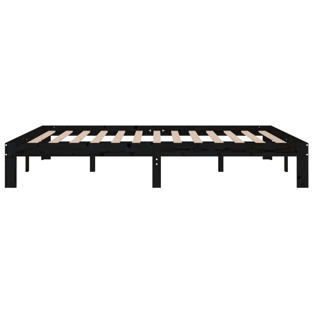 Πλαίσιο Κρεβατιού Μαύρο 150 x 200 εκ. Μασίφ Ξύλο King Size