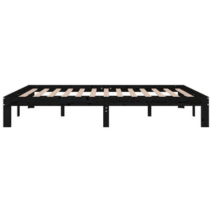 Πλαίσιο Κρεβατιού Μαύρο 150 x 200 εκ. Μασίφ Ξύλο King Size