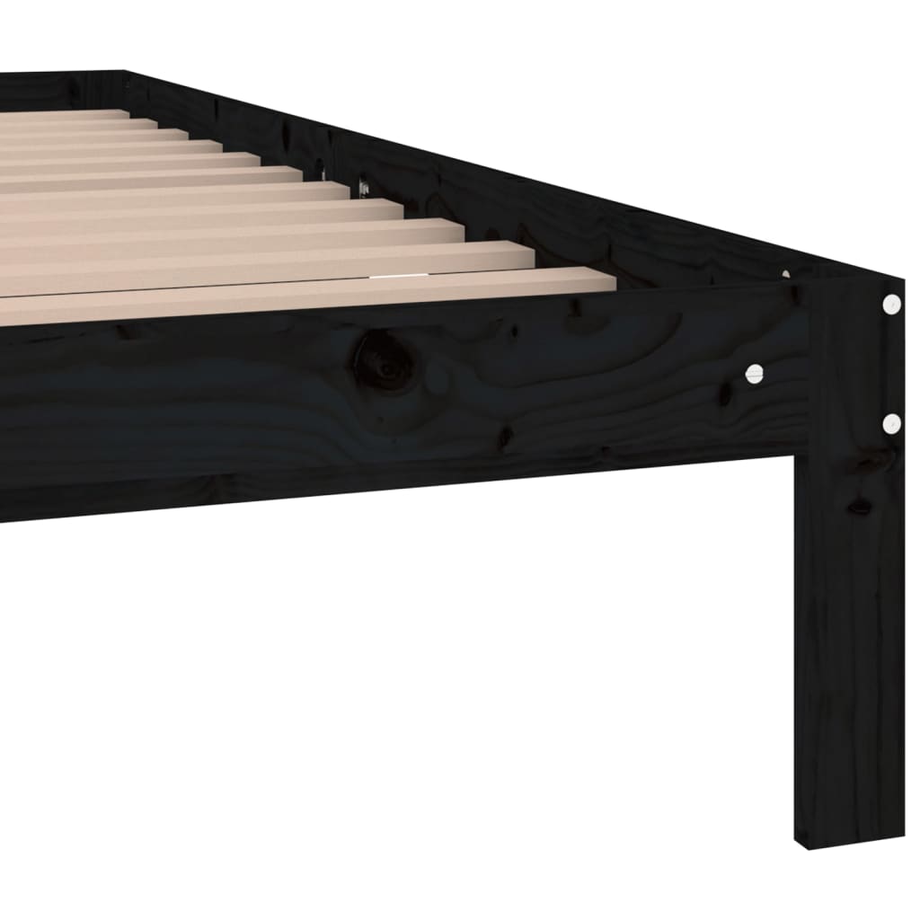 Πλαίσιο Κρεβατιού Μαύρο 150 x 200 εκ. Μασίφ Ξύλο King Size