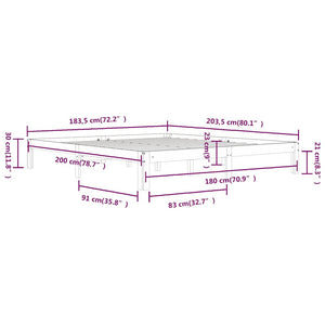 Πλαίσιο Κρεβατιού 180 x 200 εκ. Μασίφ Ξύλο Super King Size