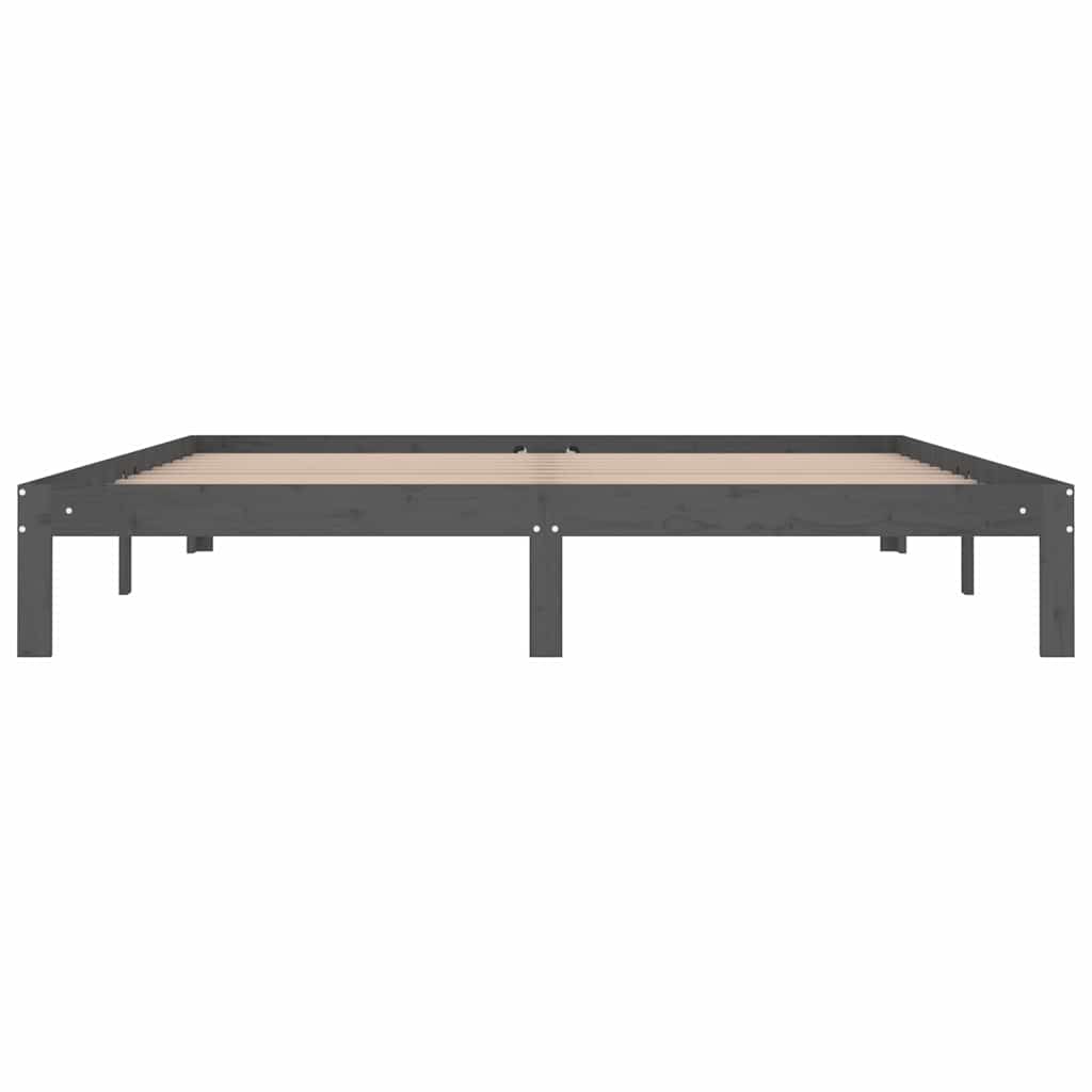 Πλαίσιο Κρεβατιού Γκρι 180 x 200 εκ Ξύλο Πεύκου Super King