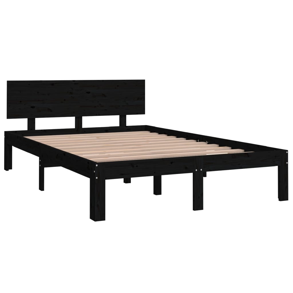 Πλαίσιο Κρεβατιού Μαύρο 120 x 190 εκ. Μασίφ Ξύλο Small Double