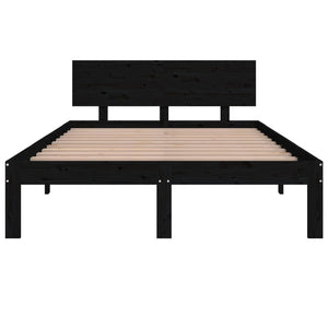 Πλαίσιο Κρεβατιού Μαύρο 120 x 190 εκ. Μασίφ Ξύλο Small Double