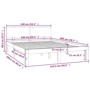 Πλαίσιο Κρεβατιού 140 x 200 εκ. από Μασίφ Ξύλο Πεύκου - Pakobazaar