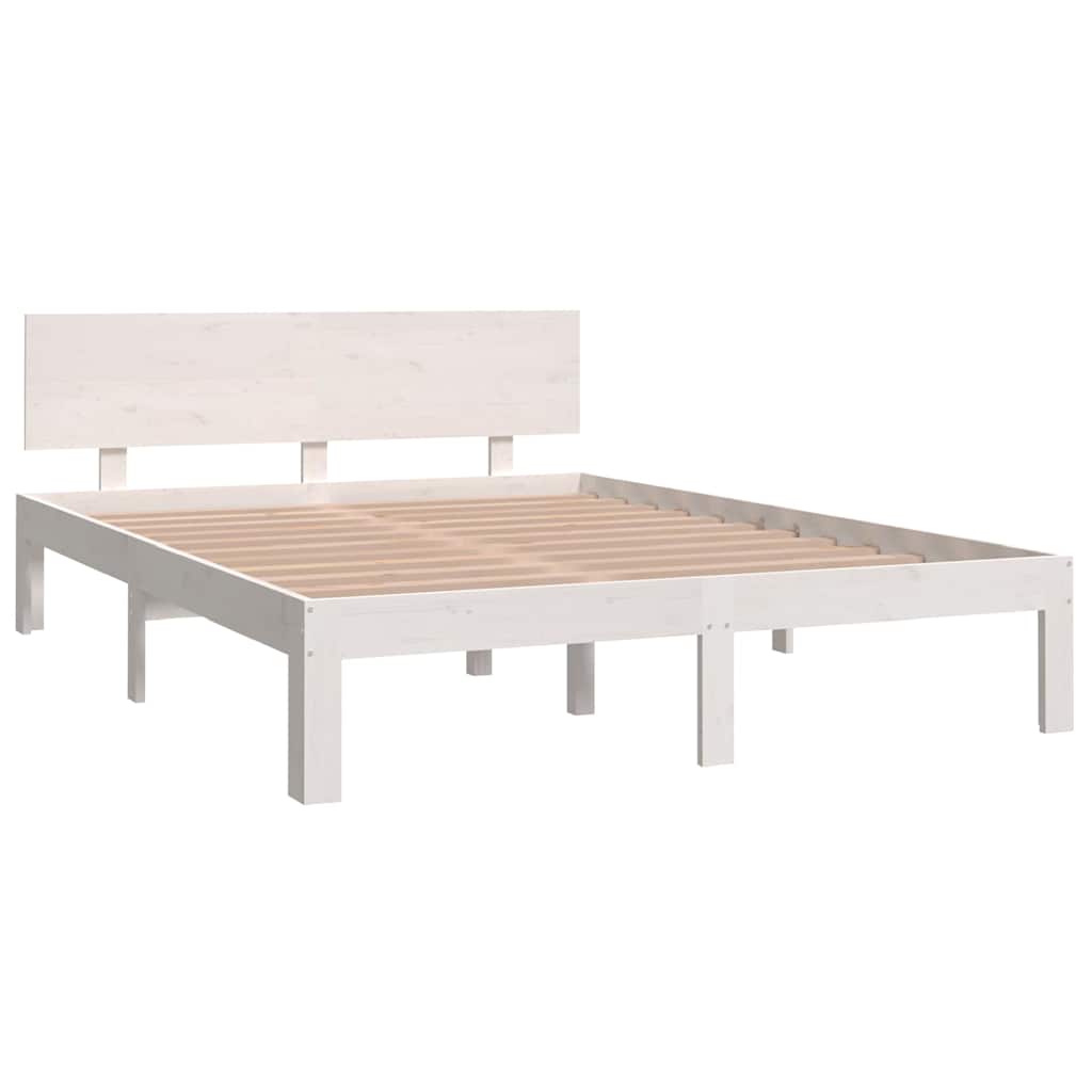 Πλαίσιο Κρεβατιού Λευκό 150 x 200 εκ. Μασίφ Ξύλο King Size