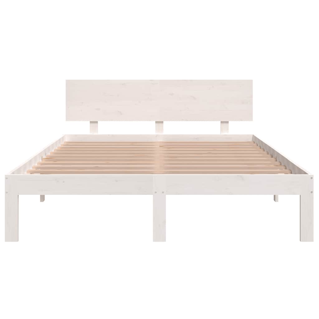 Πλαίσιο Κρεβατιού Λευκό 150 x 200 εκ. Μασίφ Ξύλο King Size