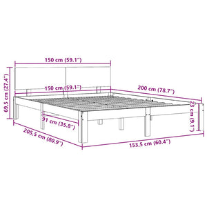 Πλαίσιο Κρεβατιού Λευκό 150 x 200 εκ. Μασίφ Ξύλο King Size
