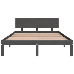 Πλαίσιο Κρεβατιού Γκρι 150 x 200 εκ. Μασίφ Ξύλο King Size