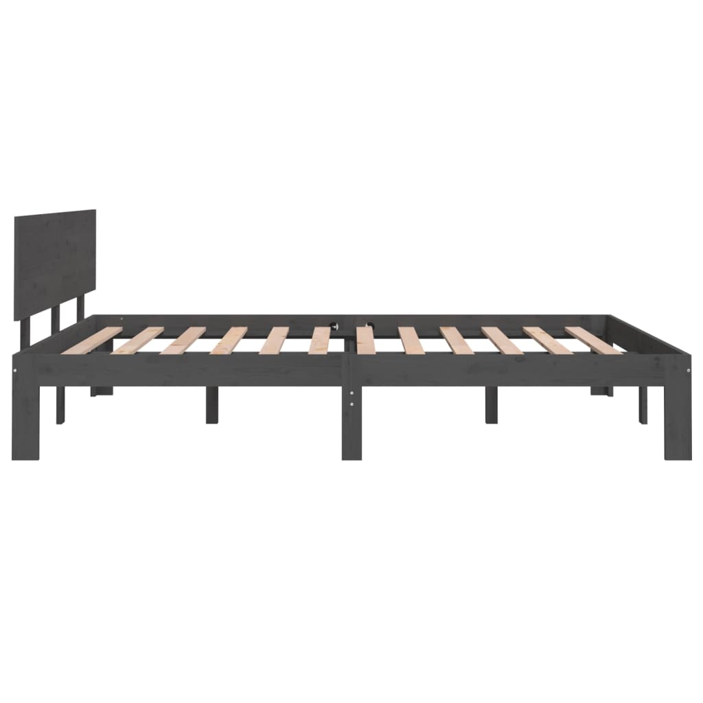 Πλαίσιο Κρεβατιού Γκρι 150 x 200 εκ. Μασίφ Ξύλο King Size