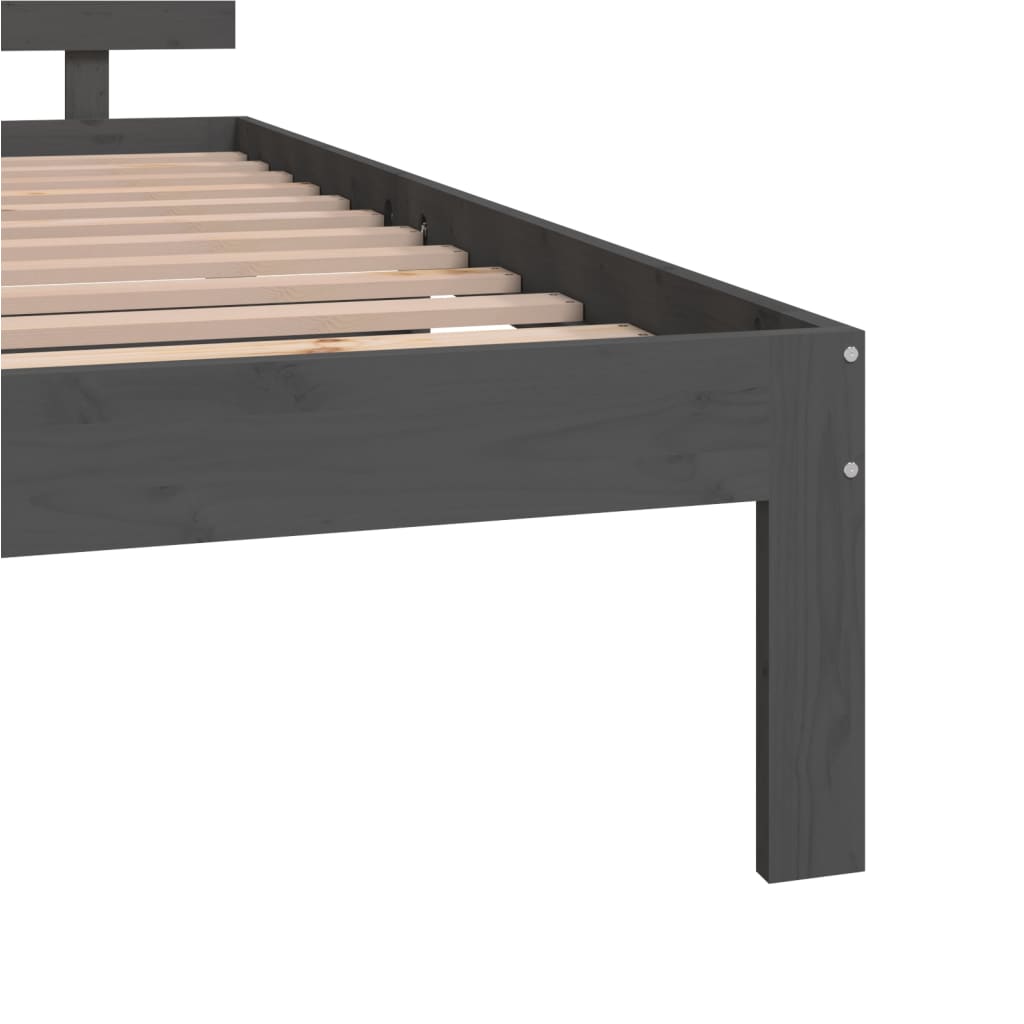 Πλαίσιο Κρεβατιού Γκρι 150 x 200 εκ. Μασίφ Ξύλο King Size