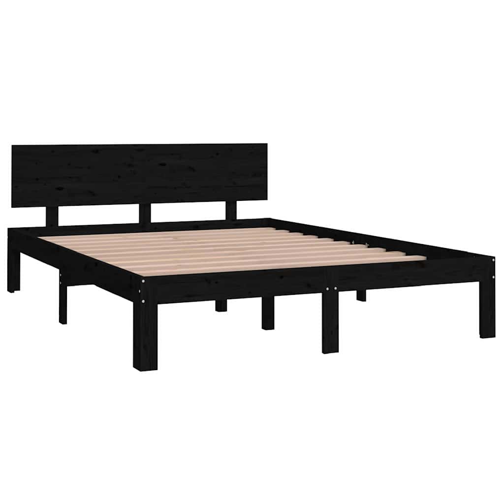 Πλαίσιο Κρεβατιού Μαύρο 150 x 200 εκ. Μασίφ Ξύλο King Size