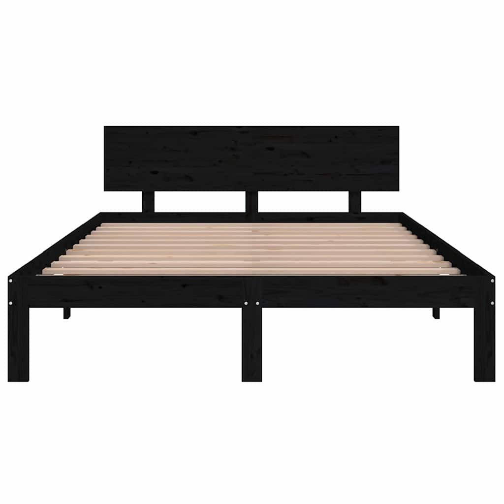 Πλαίσιο Κρεβατιού Μαύρο 150 x 200 εκ. Μασίφ Ξύλο King Size