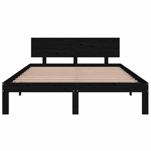 Πλαίσιο Κρεβατιού Μαύρο 150 x 200 εκ. Μασίφ Ξύλο King Size